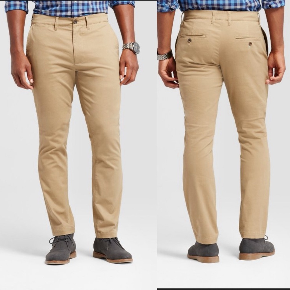 NWT Men's Goodfellow Every Wear Athletic Fit Chino Pants Stretch Khaki 34x30
